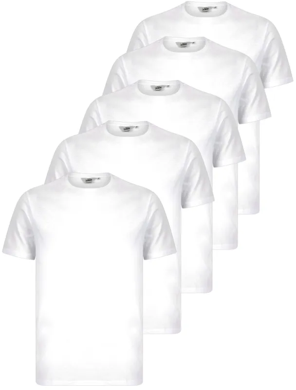 Spectre (5 Pack) Crew Neck Cotton T-Shirts in Bright White - Tokyo Laundry sold by Tokyo Laundry