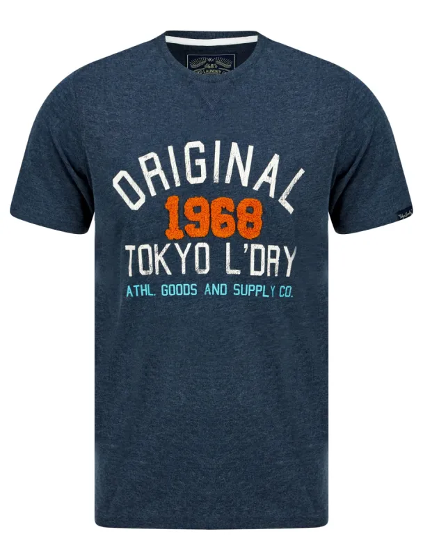 OG Tokyo Motif Cotton T-Shirt in Sky Captain Navy Marl - Tokyo Laundry sold by Tokyo Laundry
