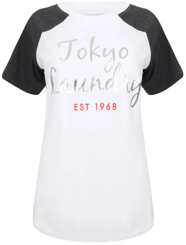 Womens Raglan Sleeve Cotton T-Shirt In Charcoal Marl - Tokyo Laundry sold by Tokyo Laundry