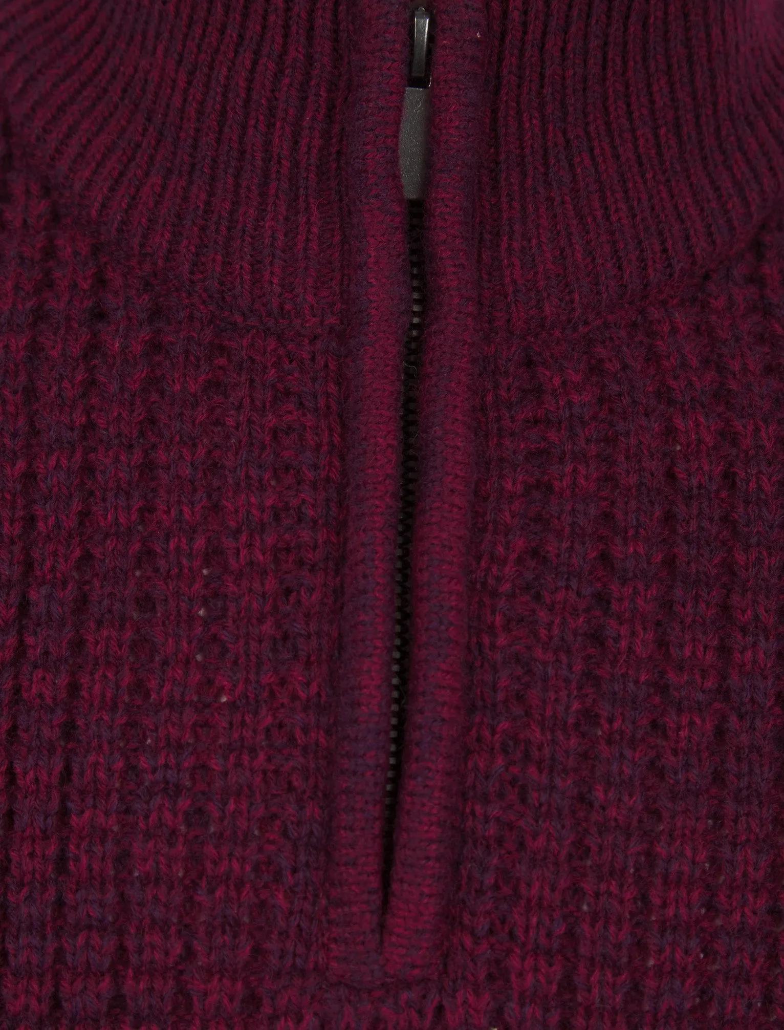 Merson Quarter Zip Funnel Neck Wool Blend Knitted Jumper in Claret / Black Twist - Tokyo Laundry sold by Tokyo Laundry product image thumbnail 3