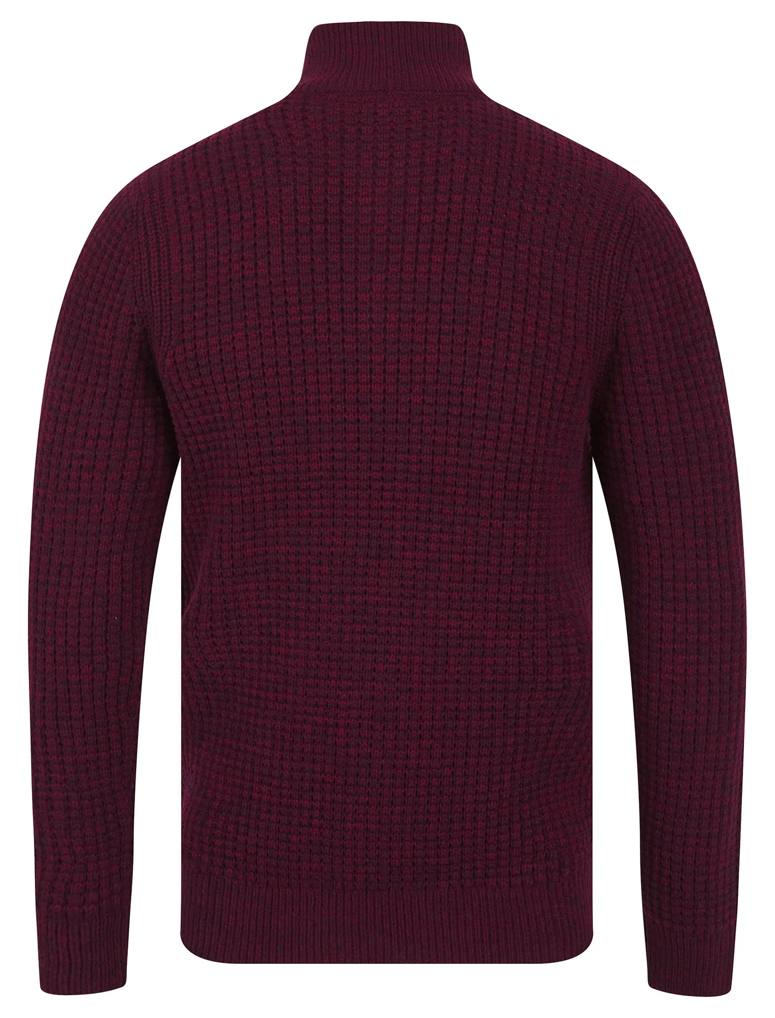 Merson Quarter Zip Funnel Neck Wool Blend Knitted Jumper in Claret / Black Twist - Tokyo Laundry sold by Tokyo Laundry product image thumbnail 2