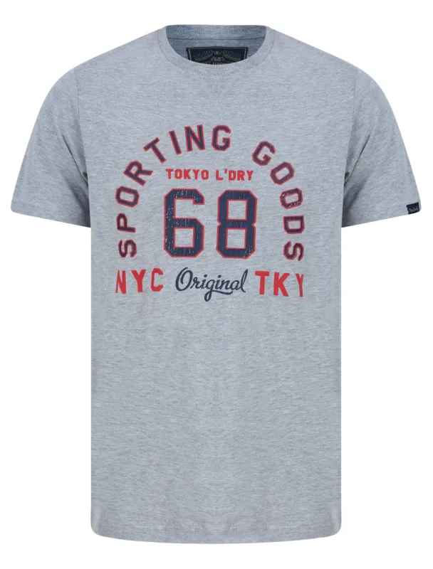 Sporting Goods Motif Cotton Jersey T-Shirt in Light Grey Marl - Tokyo Laundry sold by Tokyo Laundry