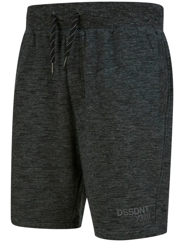 Pitsea Space Dye Cotton Blend Brushback Fleece Jogger Shorts in Black - Dissident sold by Tokyo Laundry