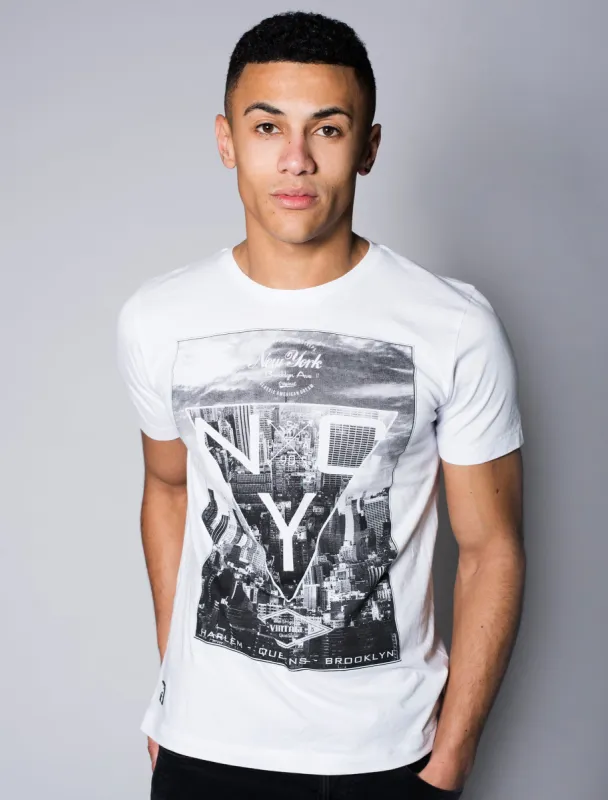 Tri-City NYC T-Shirt in White - Dissident sold by Tokyo Laundry