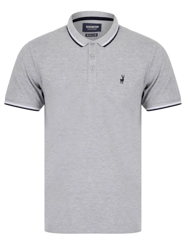 Kiso Cotton Pique Polo Shirt in Light Grey Marl - Kensington Eastside sold by Tokyo Laundry