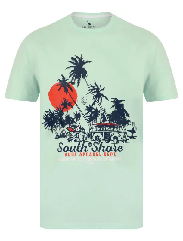 Straban Motif Cotton Jersey T-Shirt in Fair Aqua - South Shore sold by Tokyo Laundry