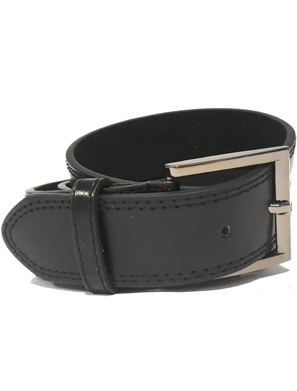 Mens Wilson Square Buckle Leather Belt in Black sold by Tokyo Laundry