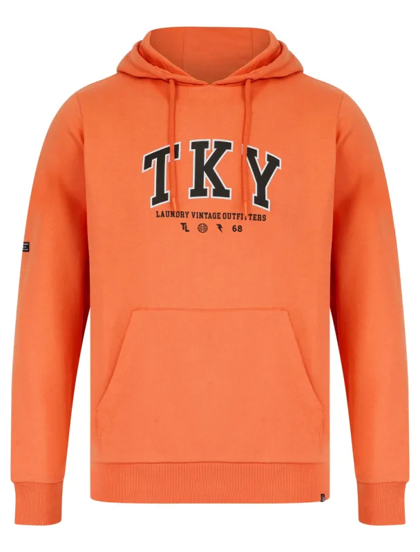 Refract Motif Brushback Fleece Pullover Hoodie in Orange - Tokyo Laundry sold by Tokyo Laundry
