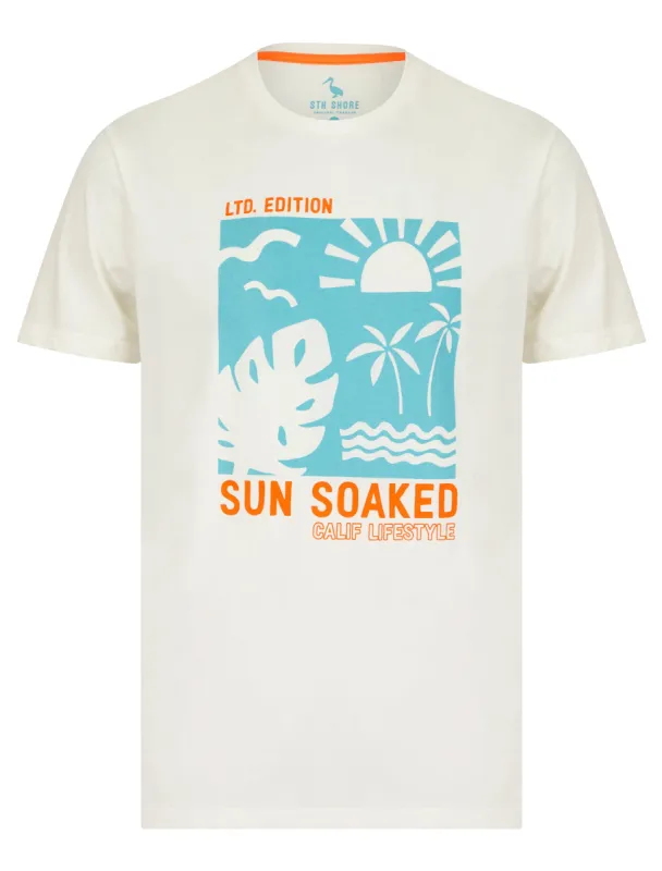 Sun Soaked Motif Cotton Jersey T-Shirt in Marshmallow White - South Shore sold by Tokyo Laundry