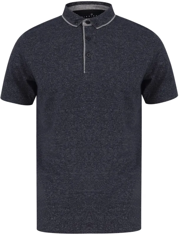 Mayplace 2 Fleck Stripe Cotton Jersey Polo Shirt In Navy - Dissident sold by Tokyo Laundry