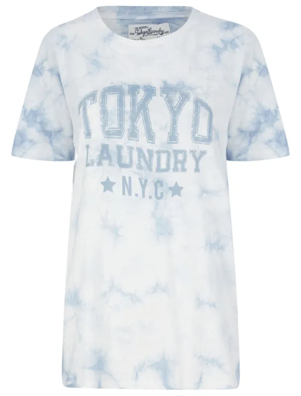 Lyra Motif Tie Dye Cotton Jersey T-Shirt in Blue Fog - Tokyo Laundry sold by Tokyo Laundry