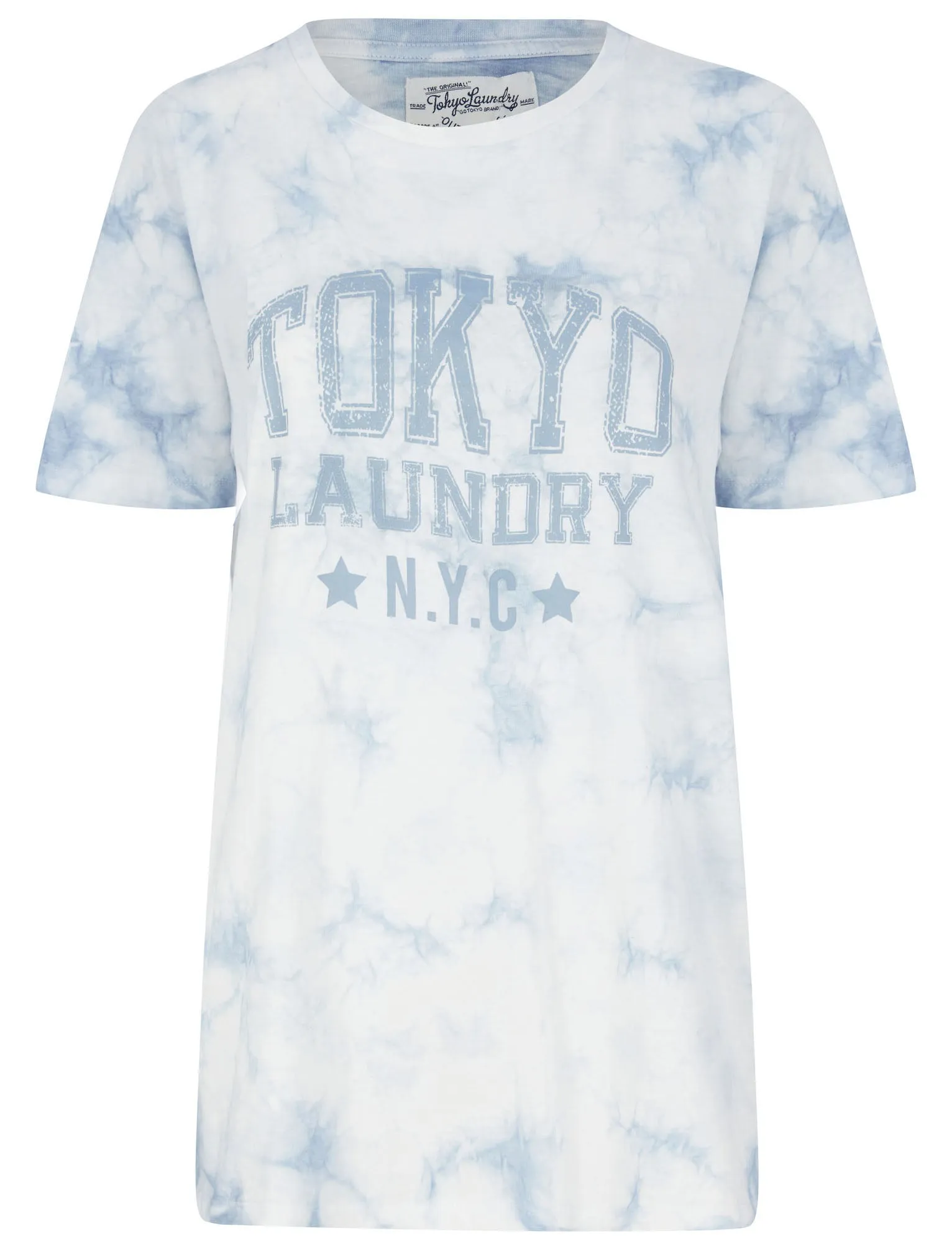 Lyra Motif Tie Dye Cotton Jersey T-Shirt in Blue Fog - Tokyo Laundry sold by Tokyo Laundry