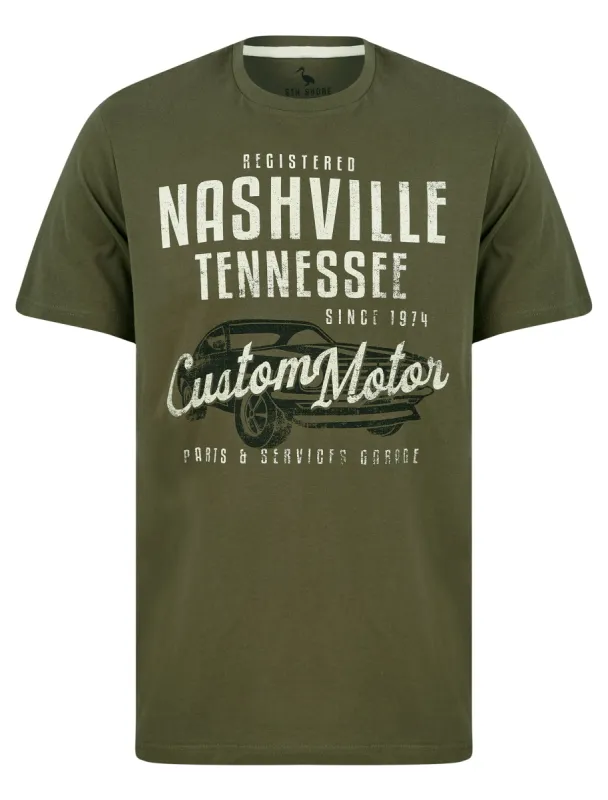 Nash Car Motif Cotton Jersey T-Shirt in Grape Leaf - South Shore sold by Tokyo Laundry