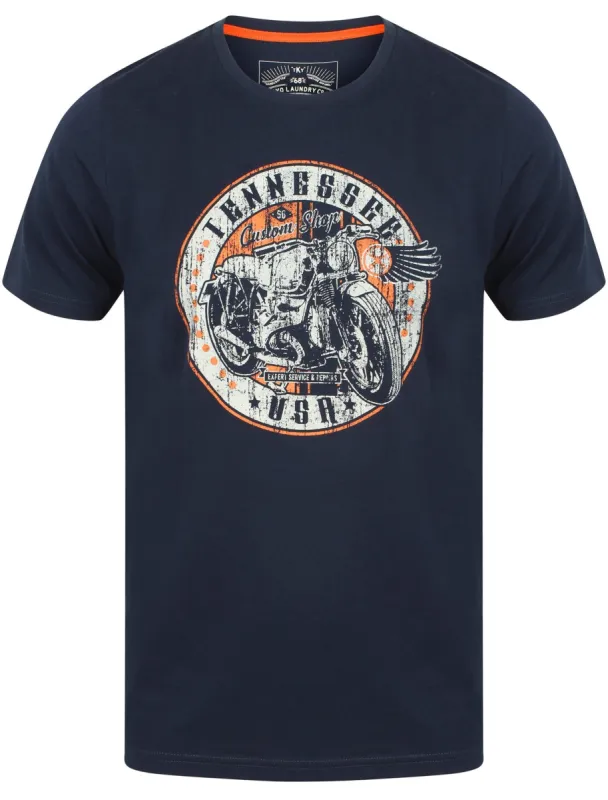 Custom Shop Motif Cotton T-Shirt in Black Iris - Tokyo Laundry sold by Tokyo Laundry