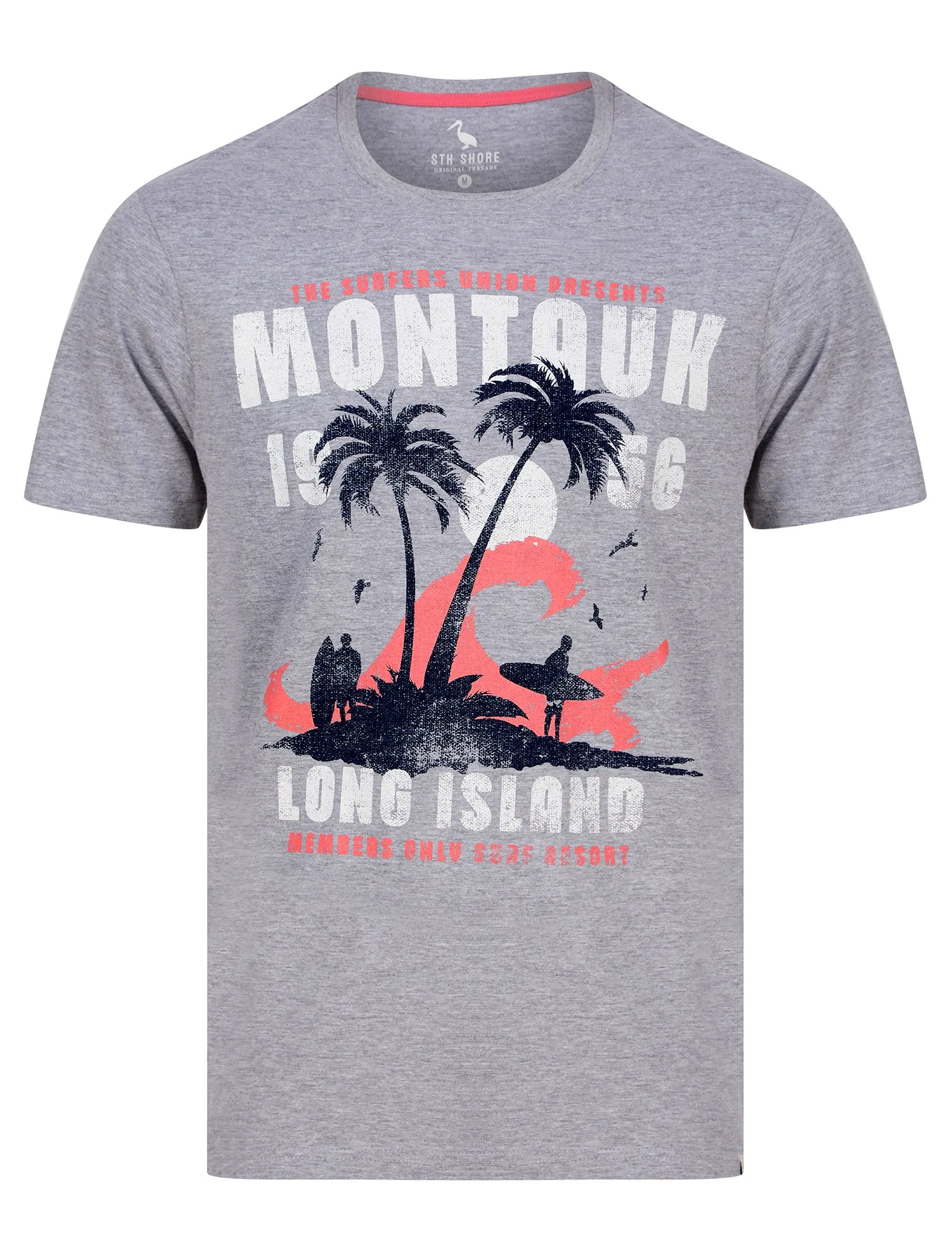 Montauk Motif Cotton Jersey T-Shirt in Light Grey Marl - South Shore sold by Tokyo Laundry