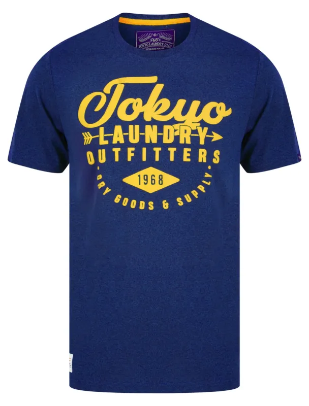 Robins 2 Motif Cotton Jersey T-Shirt in Mid Blue Grindle - Tokyo Laundry sold by Tokyo Laundry