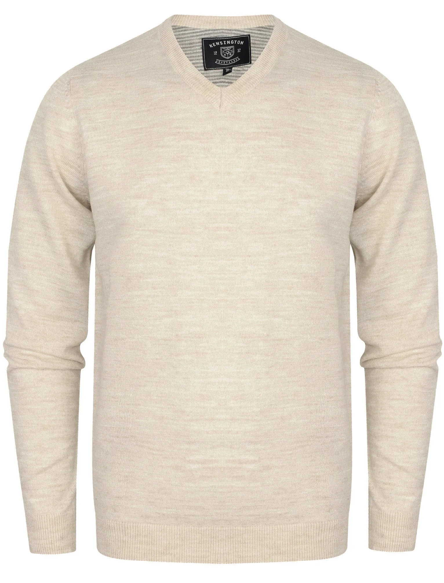 Quarters Wool Blend V Neck Jumper In Oatgrey Marl - Kensington Eastside sold by Tokyo Laundry