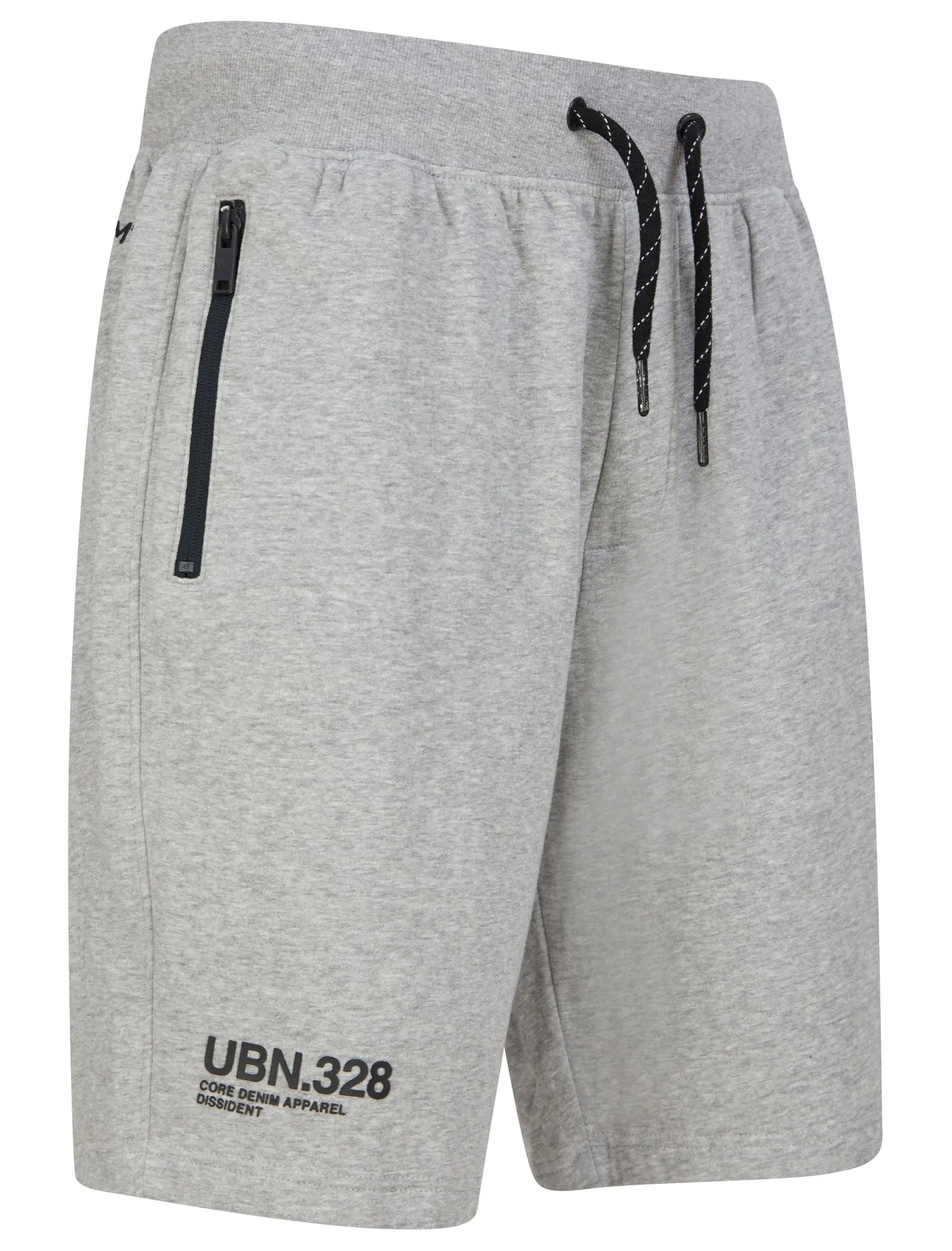 Pepys Brushback Fleece Jogger Shorts with Zip Pockets in Light Grey Marl - Dissident sold by Tokyo Laundry