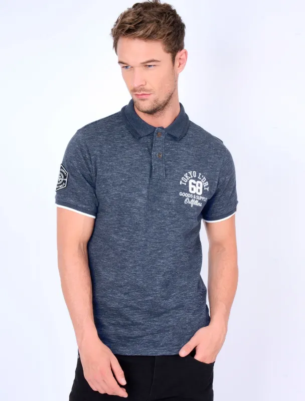 Berling Jersey Polo Shirt in Medieval Blue / Ivory - Tokyo Laundry sold by Tokyo Laundry