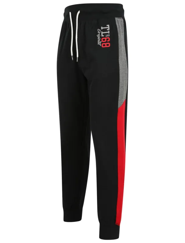 Asmodeus Pant Cuffed Joggers with Contrast Coloured Side Panels In Jet Black - Tokyo Laundry sold by Tokyo Laundry