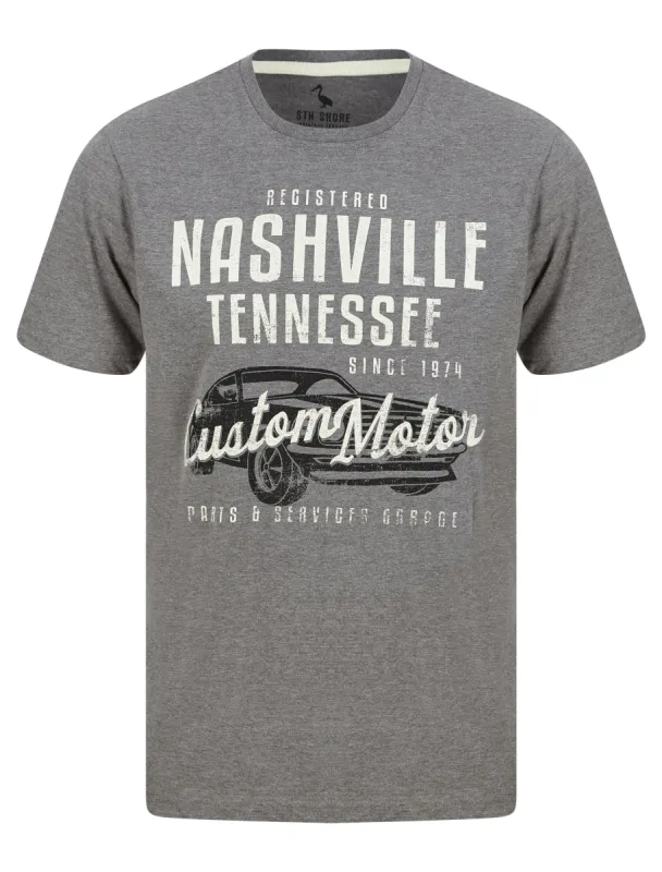 Nash Car Motif Cotton Jersey T-Shirt in Mid Grey Marl - South Shore sold by Tokyo Laundry