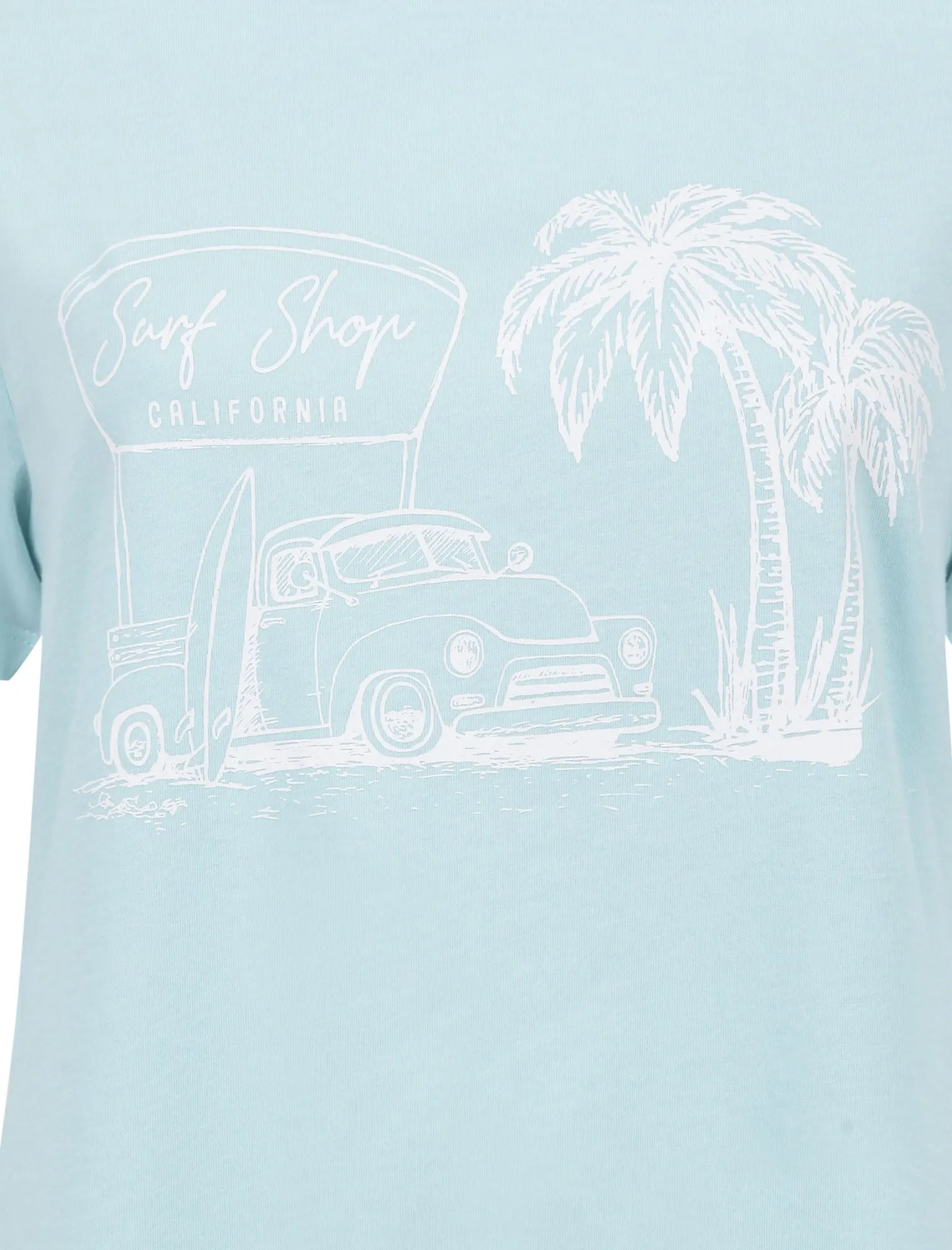 Surf Shop Motif Cotton Ringer T-Shirt in Corydalis Blue - South Shore sold by Tokyo Laundry product image thumbnail 3