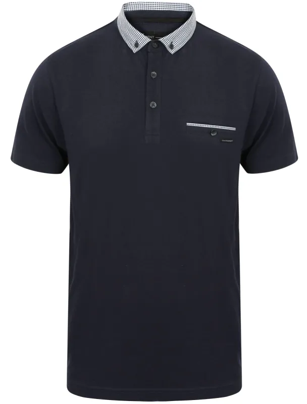 Dunbar Cotton Jersey Polo Shirt in Dark Sapphire - Dissident sold by Tokyo Laundry