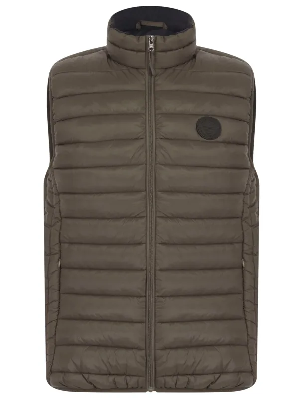 Yellin 2 Quilted Puffer Gilet with Fleece Lined Collar in Khaki - Tokyo Laundry sold by Tokyo Laundry