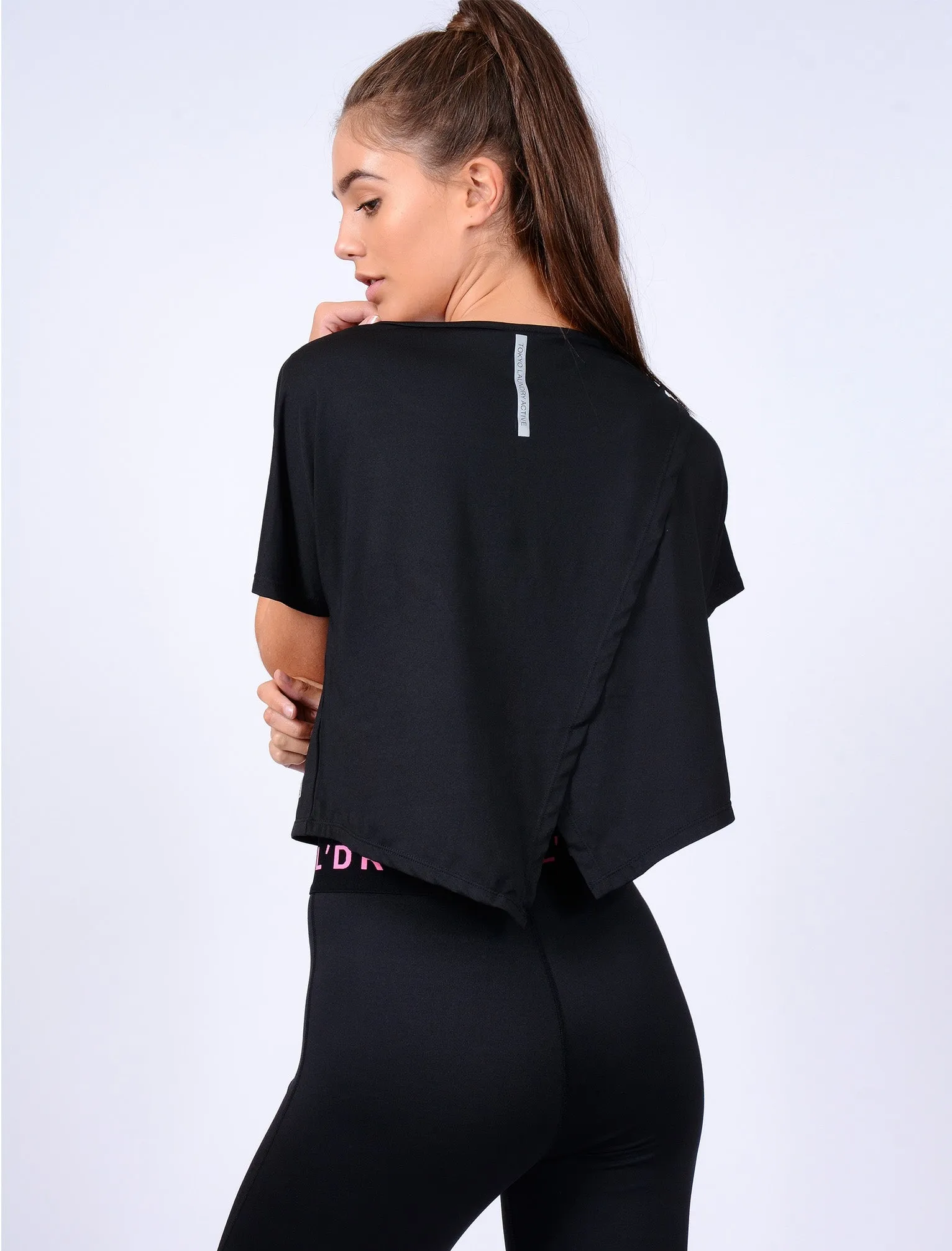 Ellie Crossover Back Cropped Sports Top in Black - Tokyo Laundry Active sold by Tokyo Laundry product image thumbnail 2