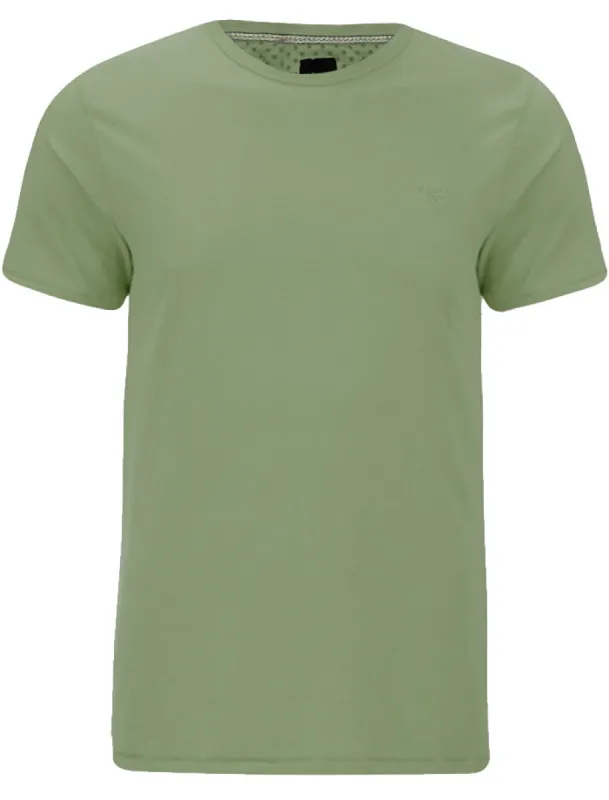 William Basic Crew Neck Cotton T-Shirt in Sage Green made by Threadbare
