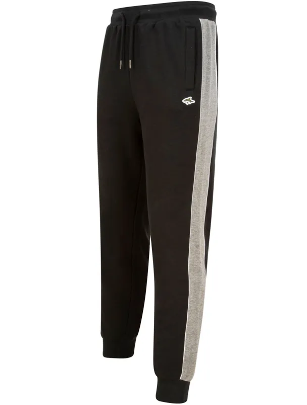 Elias Brushback Fleece Cuffed Joggers with Piping Detail in Jet Black - Le Shark made by Tokyo Laundry