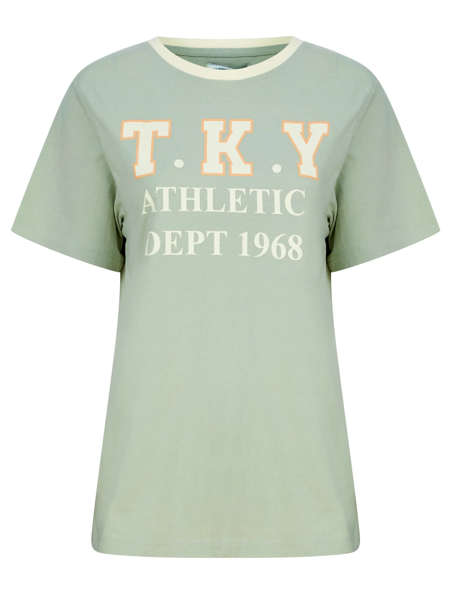 Daisy Motif Cotton Jersey Ringer T-Shirt in Aqua Gray - Tokyo Laundry sold by Tokyo Laundry