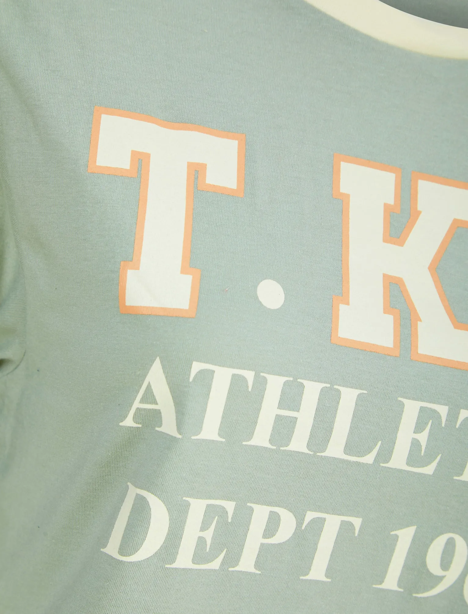 Daisy Motif Cotton Jersey Ringer T-Shirt in Aqua Gray - Tokyo Laundry sold by Tokyo Laundry product image thumbnail 3