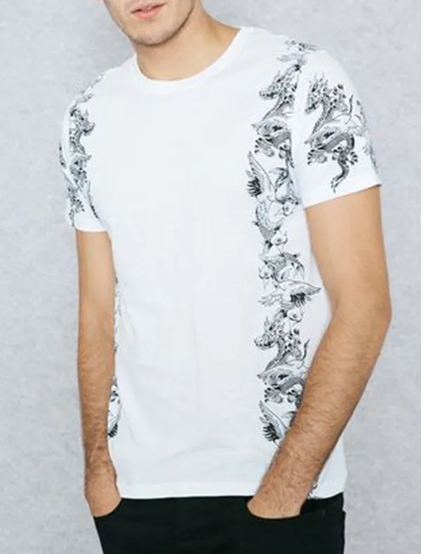Japaness Dragon Print Crew Neck T-Shirt in White sold by Tokyo Laundry product image thumbnail 3