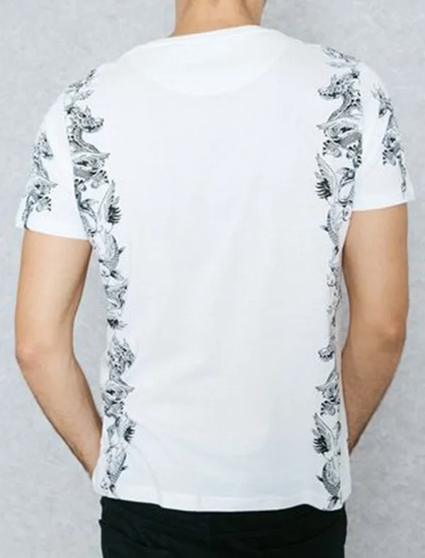 Japaness Dragon Print Crew Neck T-Shirt in White sold by Tokyo Laundry product image thumbnail 2