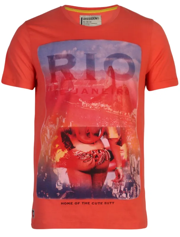 Dissident Riobum T-Shirt in Hot Coral sold by Tokyo Laundry