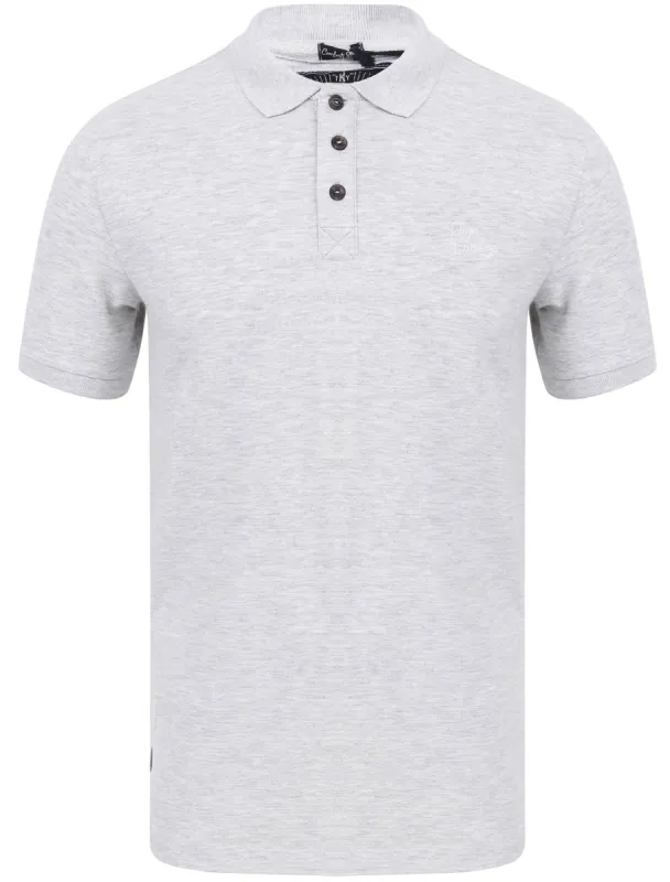 Marahau Signature Cotton Pique Polo Shirt In Ice Grey Marl - Tokyo Laundry sold by Tokyo Laundry