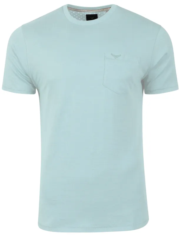 Jack Crew Neck Cotton T-Shirt with Chest Pocket in Starlight Blue made by Threadbare