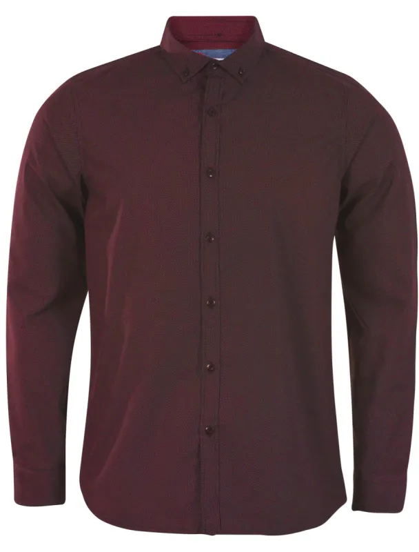 D-Code Kersbrook Pin-Dot Shirt in Oxblood sold by Tokyo Laundry
