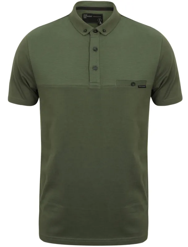 Dunloe Ottoman Stripe Polo Shirt in Thyme -  Dissident sold by Tokyo Laundry