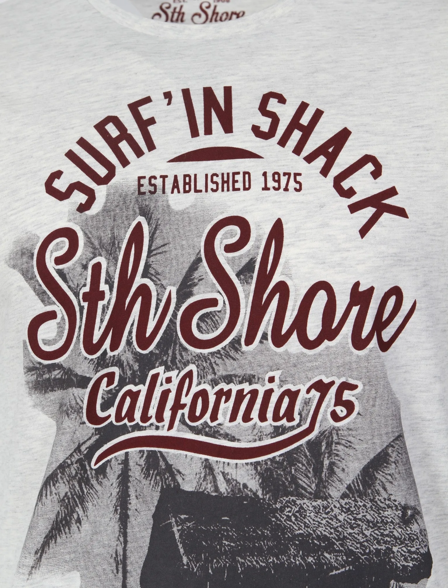 Shack Motif Cotton Crew Neck T-Shirt In Oatgrey Marl - South Shore sold by Tokyo Laundry product image thumbnail 3