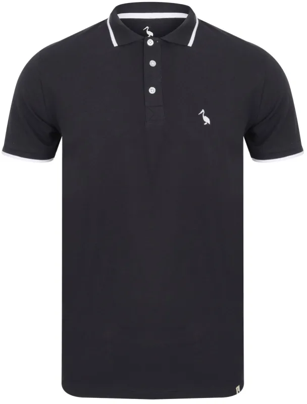 Baser Cotton Pique Polo Shirt In Dark Navy - South Shore sold by Tokyo Laundry