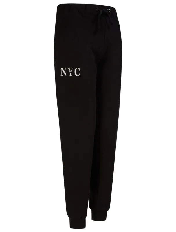 NYC 212 Motif Brushback Fleece Cuffed Joggers in Jet Black - Tokyo Laundry sold by Tokyo Laundry