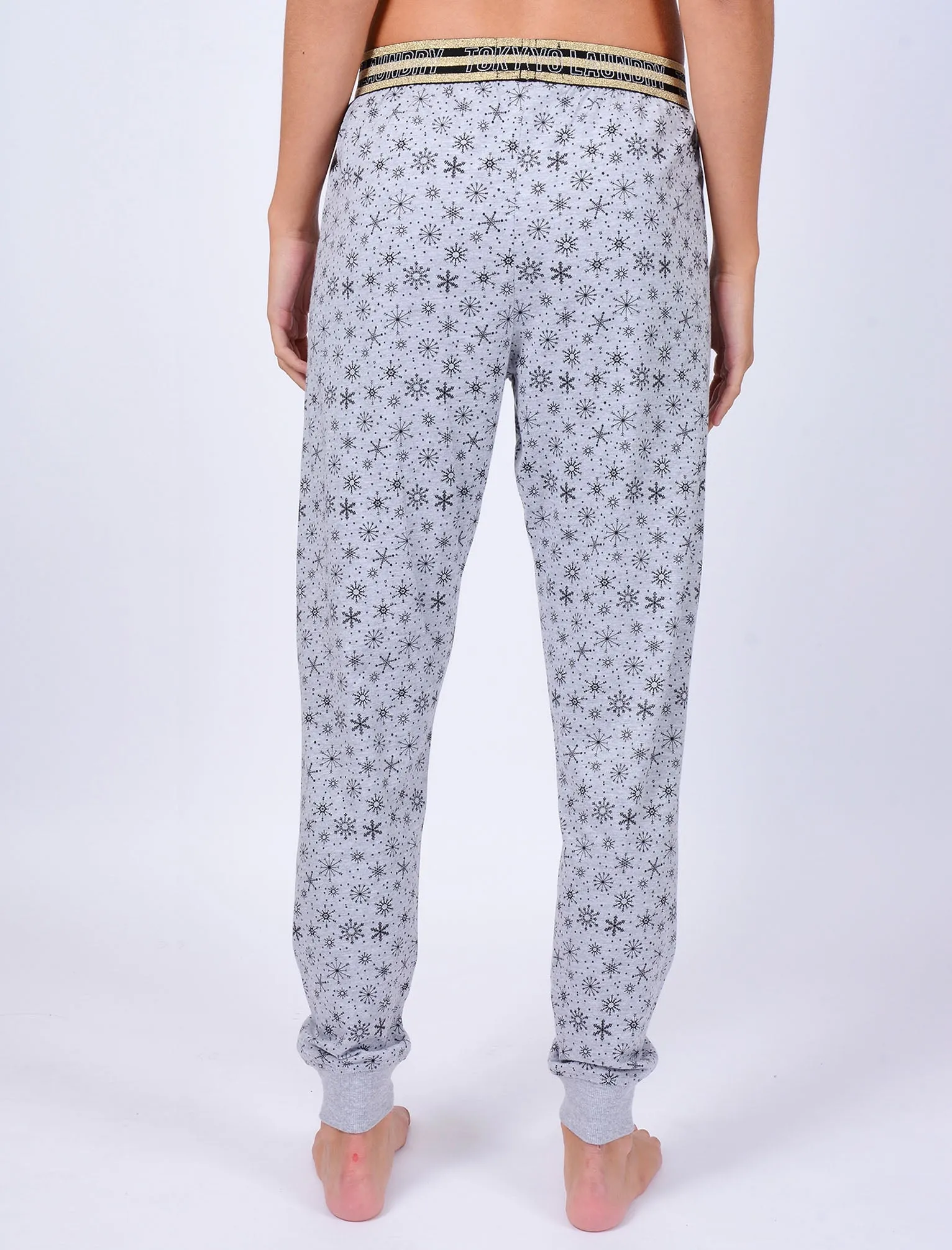 Alice Snowflake Print Cotton Lounge Pants in Light Grey Marl - Tokyo Laundry sold by Tokyo Laundry product image thumbnail 2