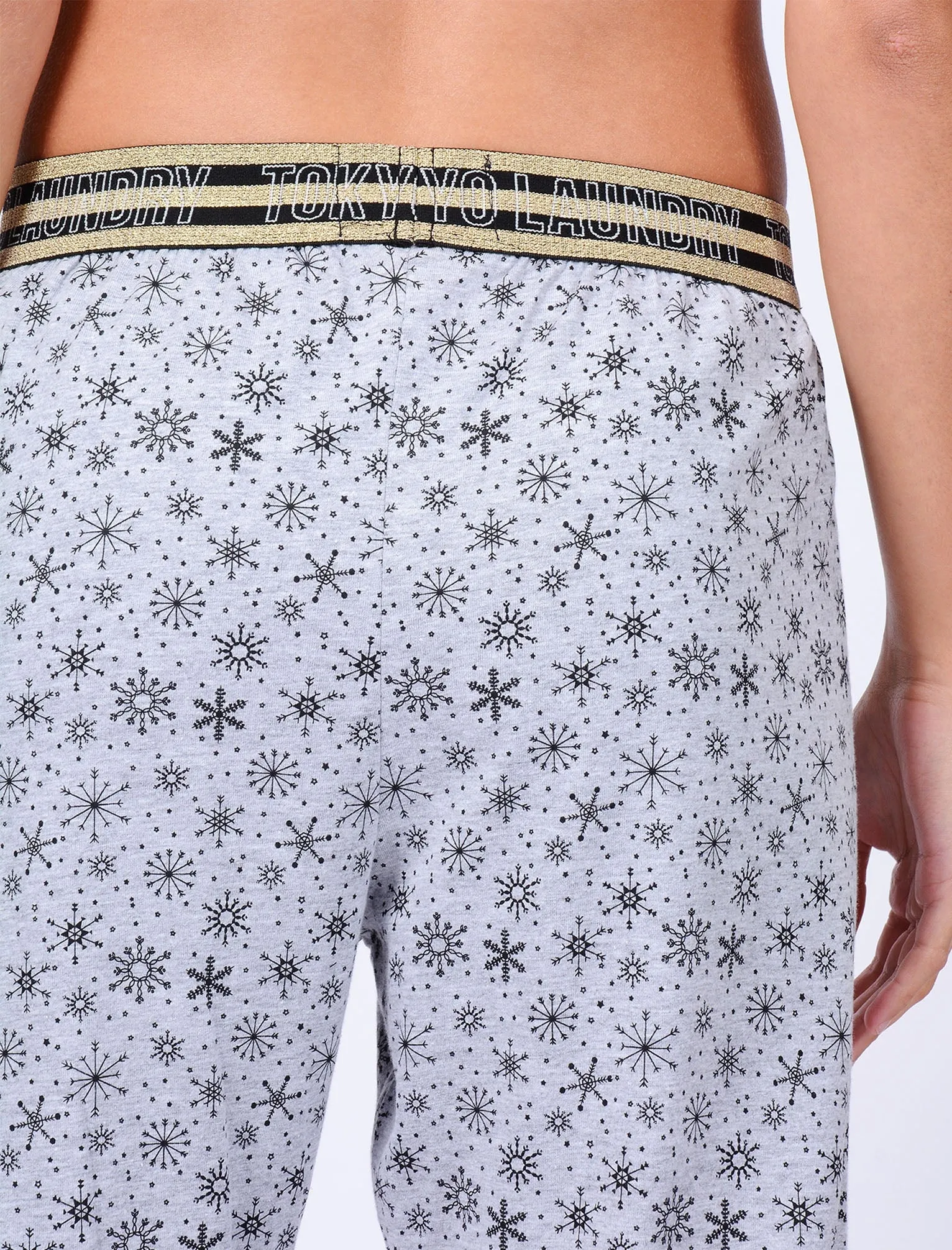 Alice Snowflake Print Cotton Lounge Pants in Light Grey Marl - Tokyo Laundry sold by Tokyo Laundry product image thumbnail 3