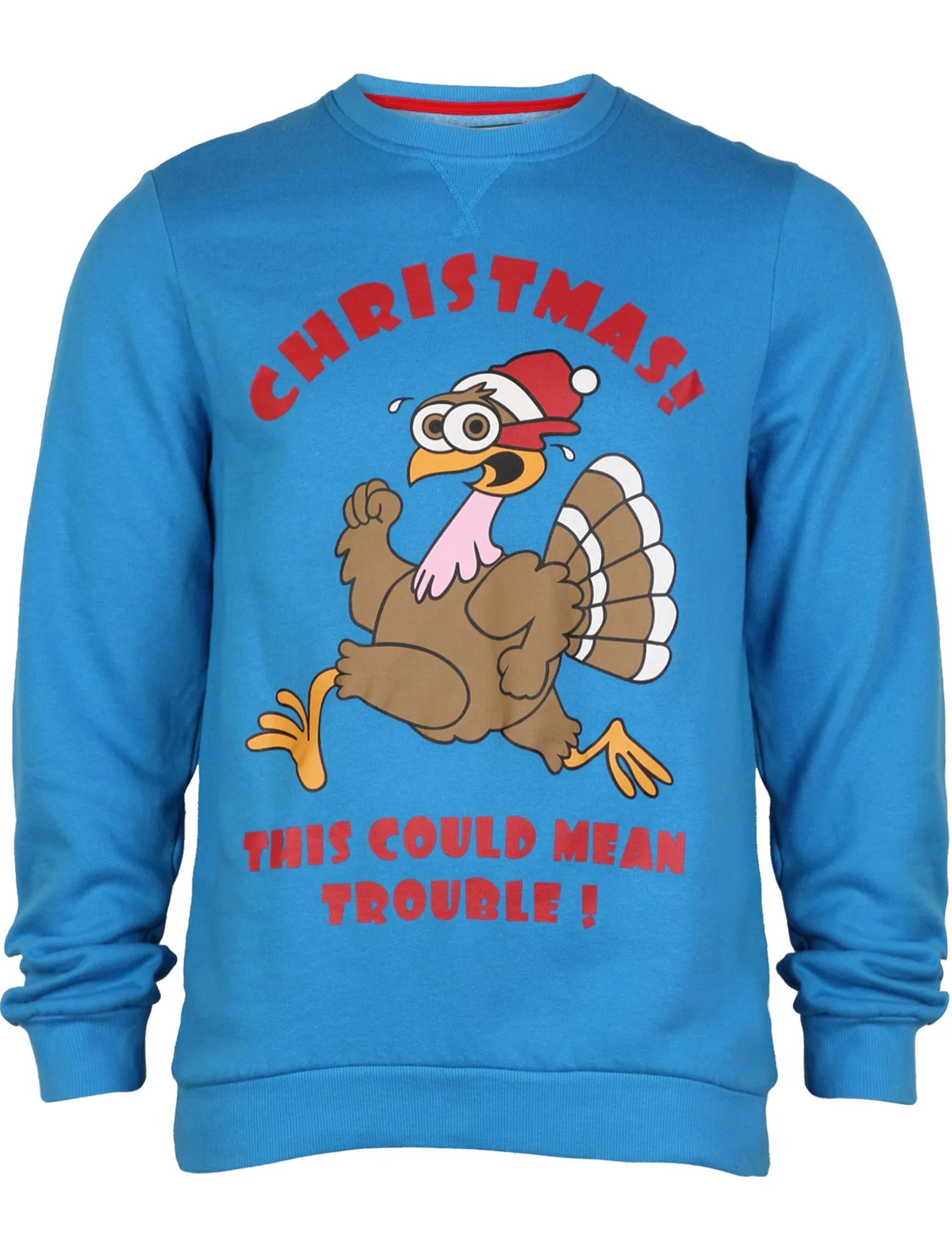 Merry Christmas Turkey blue Xmas jumper sweatshirt sold by Tokyo Laundry