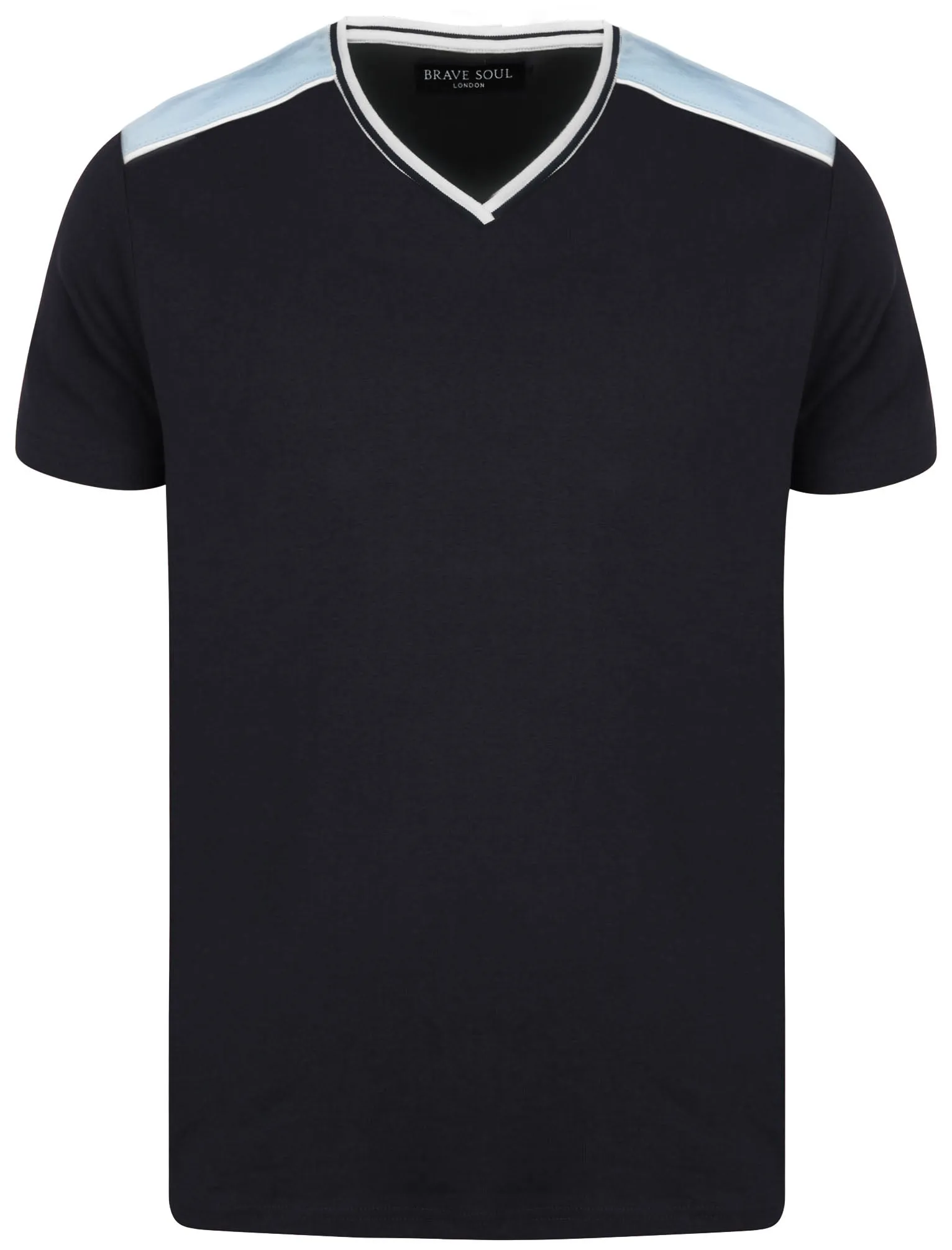 Acton V-Neck Cotton T-Shirt in Navy sold by Tokyo Laundry