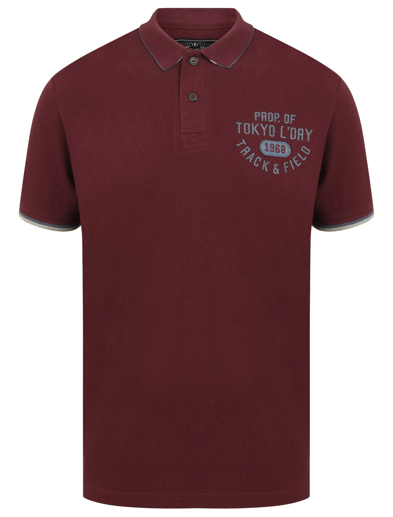 Kaikoura 2 Applique Cotton Pique Polo Shirt in Winetasting - Tokyo Laundry sold by Tokyo Laundry