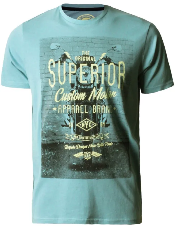 Superior Motif Cotton T-Shirt In Dark Mint - South Shore sold by Tokyo Laundry