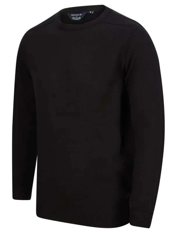 Kano Crew Neck Knitted Jumper in Jet Black - Kensington Eastside sold by Tokyo Laundry